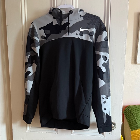 Nike Dri Fit Camo Pullover Hoodie – Black/Gray, Size Large - Picture 1 of 5